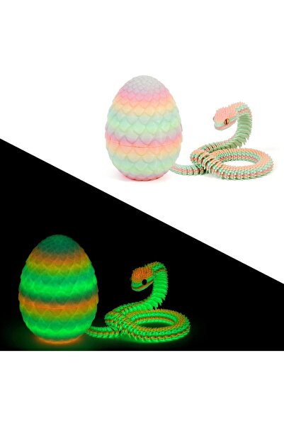 Generic لعبة ثعبان مطبوع ثلاثية الأبعاد مع بيضة، ثعابين قوس قزح مفصلية بطول 1...