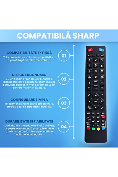 temix Telecomanda compatibila Sharp, LC-32HG3342E, LC-32CHE4041E, LC-32CHE4042E