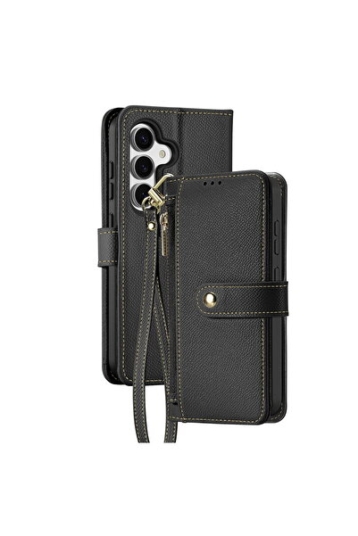 Dux Ducis Husă din piele cu clapă pentru Samsung Galaxy S25 Plus, neagră