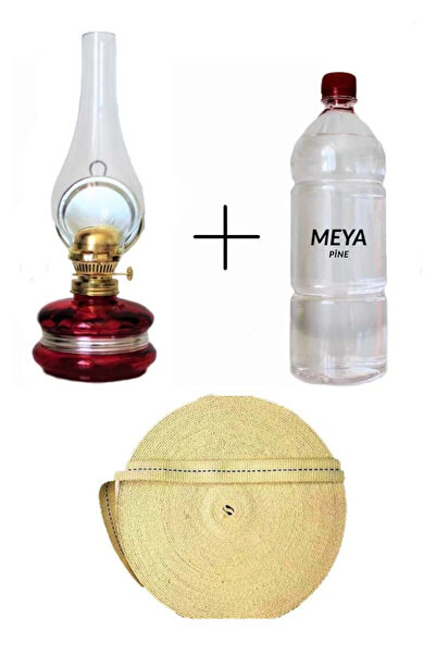 MEYA PİNE Klasik Gaz Lambası Büyük Boy + 250 ML KANDİL YAKITI + 1MT YEDEK FİTİL