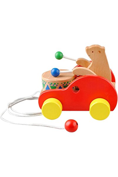 LinJie لعبة دب خشبي قابل للسحب