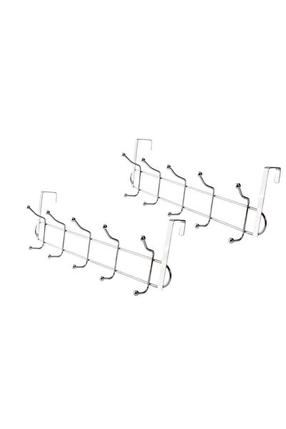 Generic 2 Piece Of Over Door 5 Hooks Coat Hanger – Heavy Duty Chrome Hook Rac...