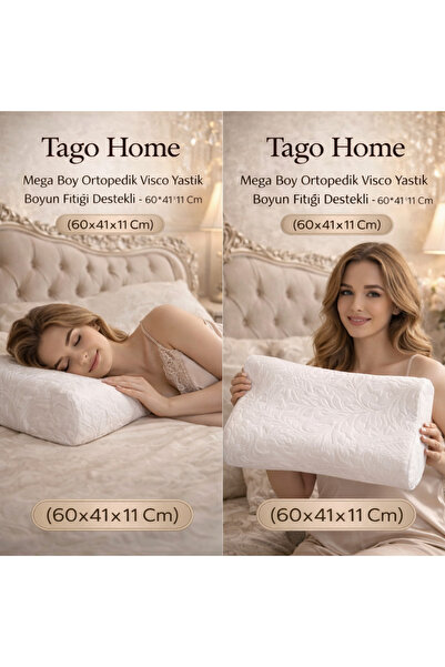 Tago Home Mega Veličina Ortopedsko Visco Jastuk Podržano-60*41*11 cm