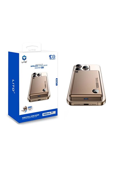 Lito LP08 10000 Mah Ekranlı Ultra İnce Magsafe Powerbank,Çöl