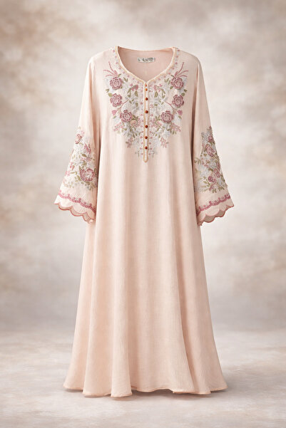 UD Luxurious embroidered women's jalabiya – lightweight fabric with elegant p...