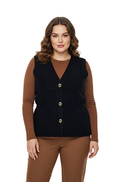 lavella Women's Buttoned Bearded Knitwear Vest Bgl-St05076