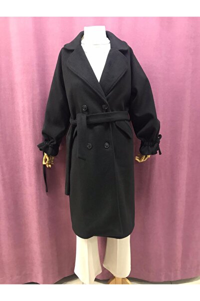 SİBELGİYİM KOLLARI FİYONKLU DÜZ KADIN KAŞE KABAN