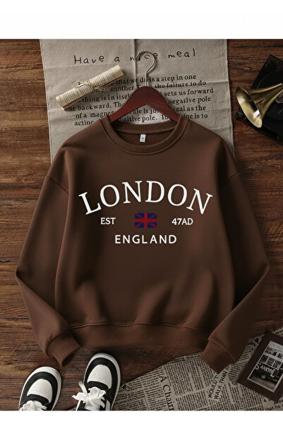 Mayer Butik Unisex Women/Men London Printed Crew Neck Oversized Sweatshirt