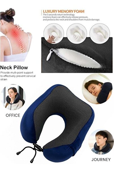 BKMax Blue U-Shaped Neck Pillow