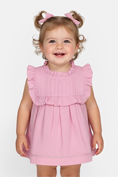 Nicole Miller فستان بناتي صغير منقوش، وردي