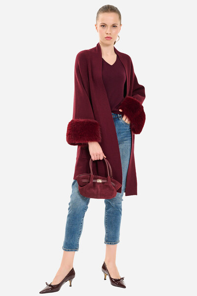 QUİZAS Fur Detailed Knitwear Cardigan