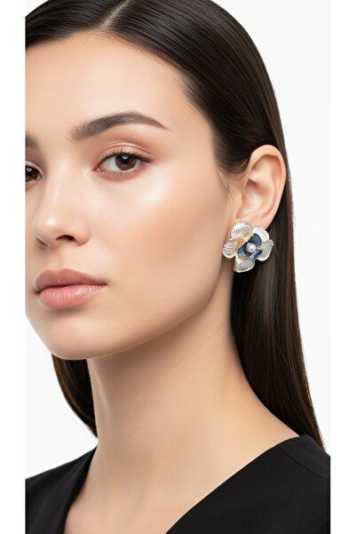 Mimoza Accessories Zr Model Blue Flower Earrings