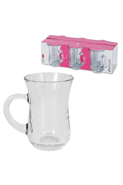 Paşabahçe 4 قطع من أكواب الشاي G4U Lina مع مقابض، طقم من 6 قطع