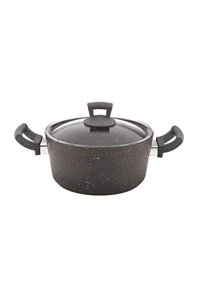 Hascevher 3 Pcs Germanium Granite Cookware Black 24 cm