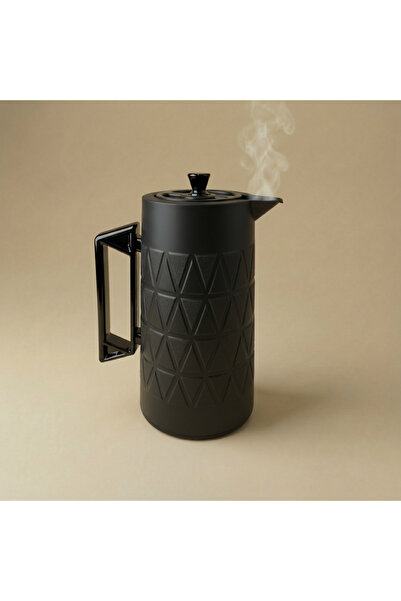 Generic 1L Plastic Insulated Thermos Bottle – Black Body with Glossy Black Ho...