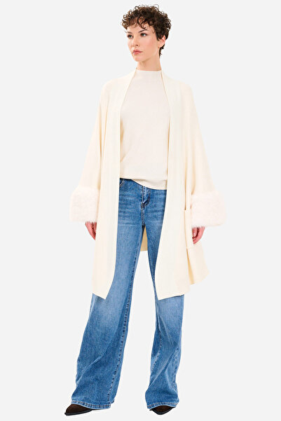 QUİZAS Fur Detailed Knitwear Cardigan