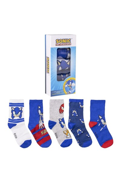 Cerda Set of 5 Pairs of Sonic Socks, 27-30 EU