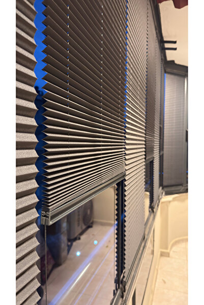 PerdoRa Home Koyu Gri(ANTRASİT)Katlanabilr Cam Balkon PVC Plise Perde -ev,ofi...