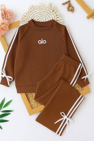 KOKOŞ BEBEK Ribbon Detailed Alo Ribbed 2-Piece Tracksuit Set - Age 6/16 - 31506