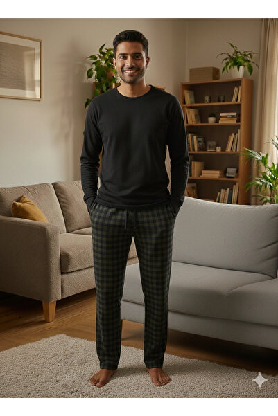 ALFA AKSESUAR 03 Pijalüx Pantaloni de casă în carouri, tricotați, cu o singur...