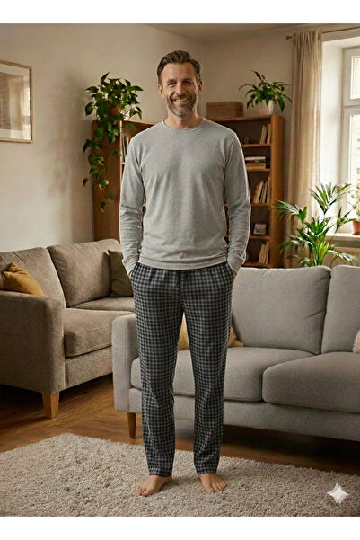 ALFA AKSESUAR 03 Pijalüx Pantaloni de casă în carouri, tricotați, cu o singur...