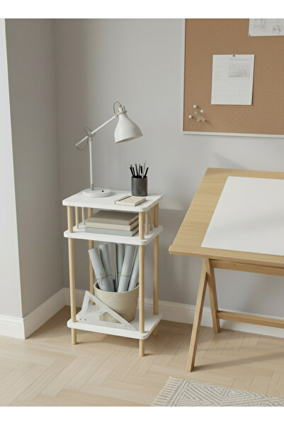Macco Mobilya Minimalist Çok Amaçlı 3 Katlı Çevir Kur Sehpa – Yan Sehpa / Düz...