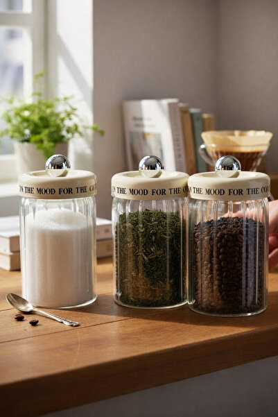 Paşabahçe 3'lü Modern Tasarım Cam Kavanoz Seti-Sızdırmaz Kapak Bakliyat/Bahar...