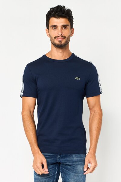 Lacoste Men Crew Neck Embroidered Logo Short Sleeve T-Shirt, Navy