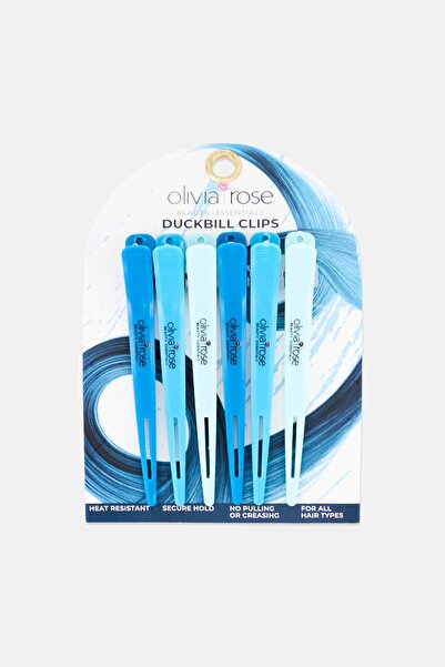 Olivia Rose Women 6 Pieces Brand Logo Duckbill Hair Clip, Multicolor