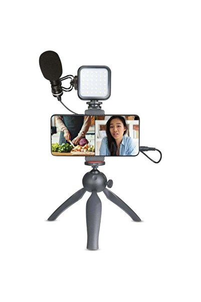 Xqisit Kit de streaming live - Trepied 360°, LED, Suport smartphone 55 - 85 m...