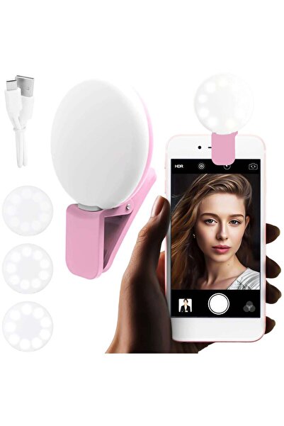 ALOGY Lampa LED Ring Selfie - 3W, Reincarcabila, 100 mAh, 3 Niveluri Luminozi...