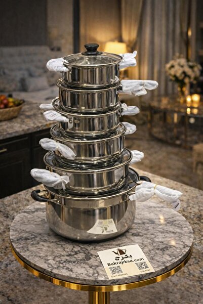 bakraj 12-piece stainless steel cookware set with lightweight pan