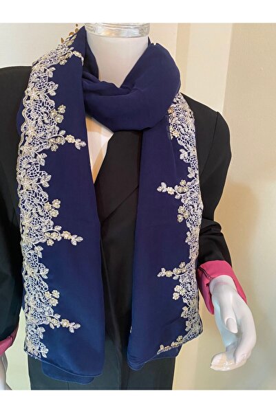 Veil Designer Veil; navy blue, Japanese fabric with colorful embroidery. Size...