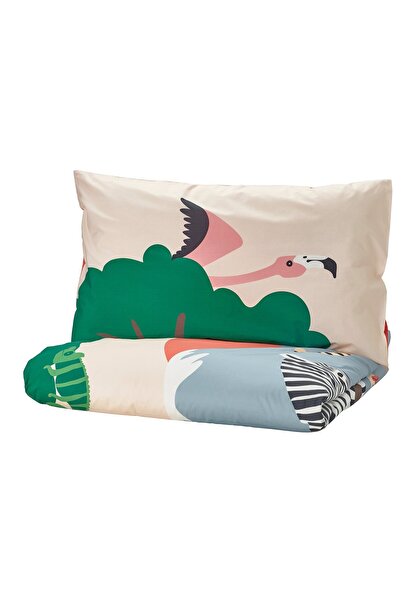 AZOZ MERCHLY Duvet cover and pillowcase, multicolour/savannah, 150 x 200/50 x...