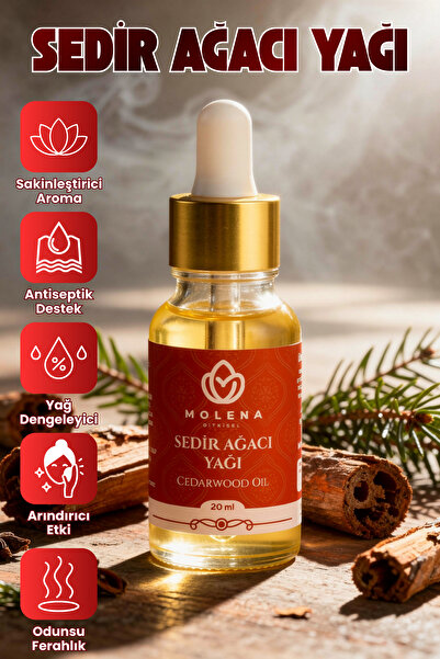 MOLENA BİTKİSEL Premium Sedir Ağacı Yağı 20 ml – Canlandırıcı, Dengeleyici Ar...