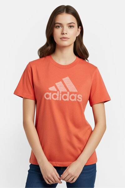 adidas Women Sportswear Fit Short Sleeve Training Top, Tomato Orange