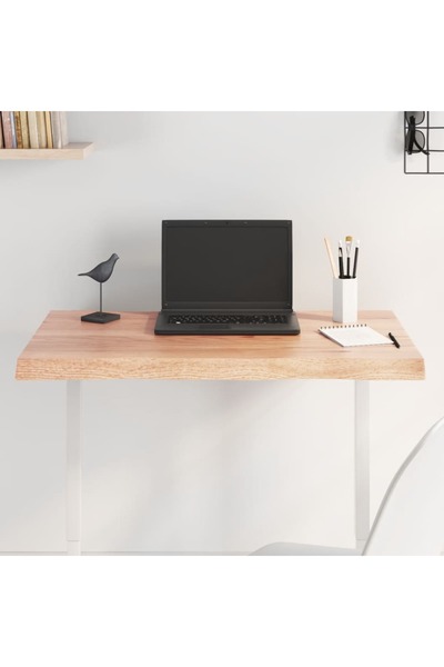 vidaxl سطح طاولة بني فاتح 80×40×(2-4) سم خشب صلب معالج حافة طبيعية