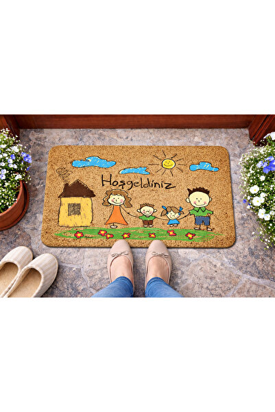SoGood Concept Çocuk Çizimi Desenli Coco Görünümlü Kapı Önü Ve İç Mekan Paspası