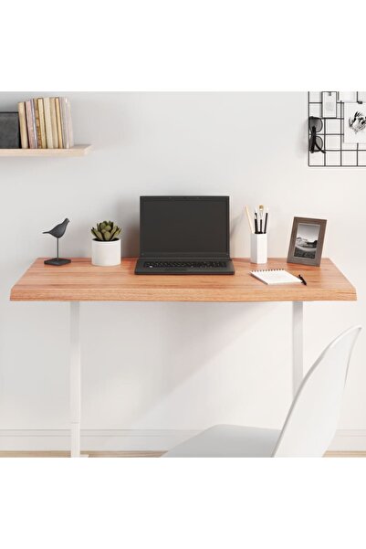 vidaxl سطح طاولة بني فاتح 100×50×(2-4) سم، خشب بلوط صلب معالج