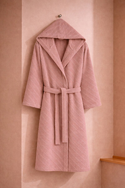 Manamo Home Dolca Jakarlı Kapşonlu Bornoz Blush 2XL/3XL