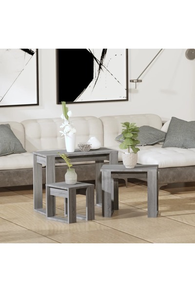 vidaxl Nesting Tables 3 pcs Grey Sonoma Engineered Wood