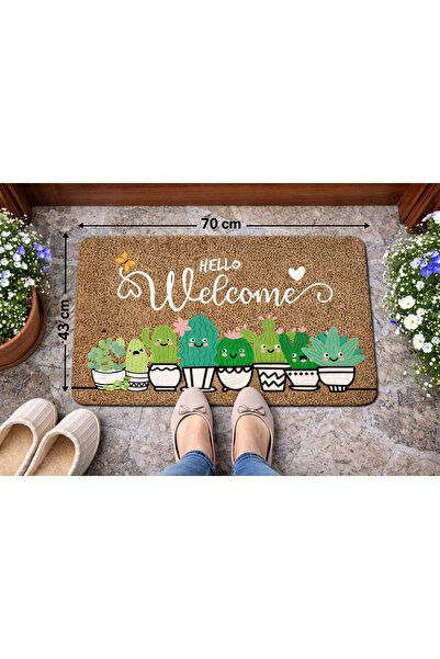 SoGood Concept Renkli Kaktüsler Desenli Coco Görünümlü Kapı Önü Ve İç Mekan P...