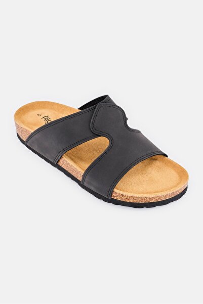 Algspar Men Slip On Cork Sandals, Black
