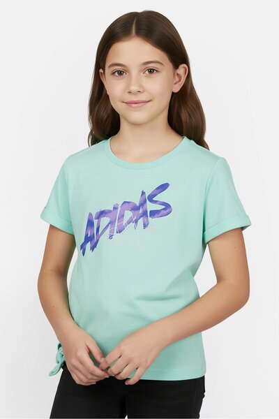adidas Kids Girl Sportswear Fit Short Sleeve Outdoor T-Shirt, Green