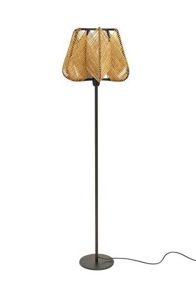 Woogue Avera Hasır Bohem Metal Lambader | Doğal Hasır Başlıklı Tek Ayaklı Köş...