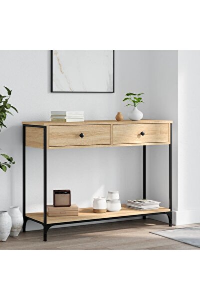 vidaxl طاولة كونسول من خشب البلوط سونوما، 100 × 34.5 × 75 سم، مصنوعة من الخشب...