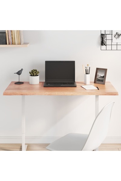 vidaxl سطح طاولة بني فاتح 100×40×2 سم، خشب بلوط صلب معالج، حافة طبيعية