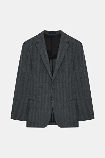 W Collection SİYAH BALIKSIRTI DESENLİ RELAX FIT CEKET