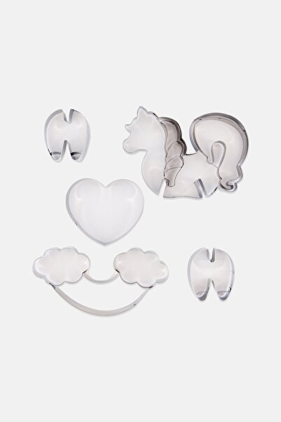 Kitchen Craft 5Pcs 3D Unicorn Cookie Cutters, Silver