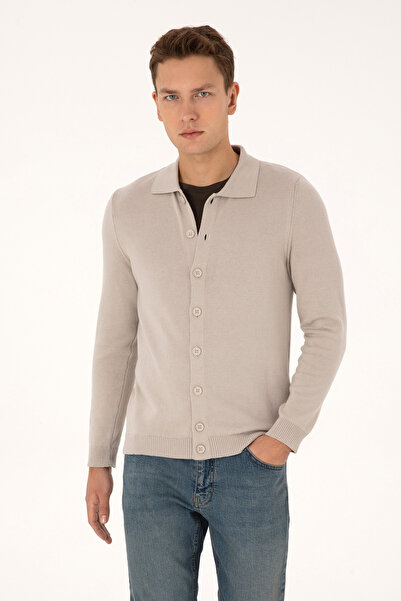 U.S. Polo Assn. Men's Stone Basic Knitwear Cardigan 50313690-Vr049
